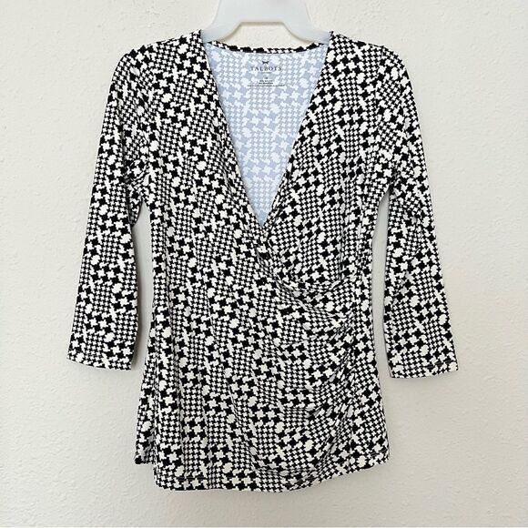Talbots Surplice Wrap 3/4 Sleeves Blouse Top Size Small Petites - Picture 3 of 9